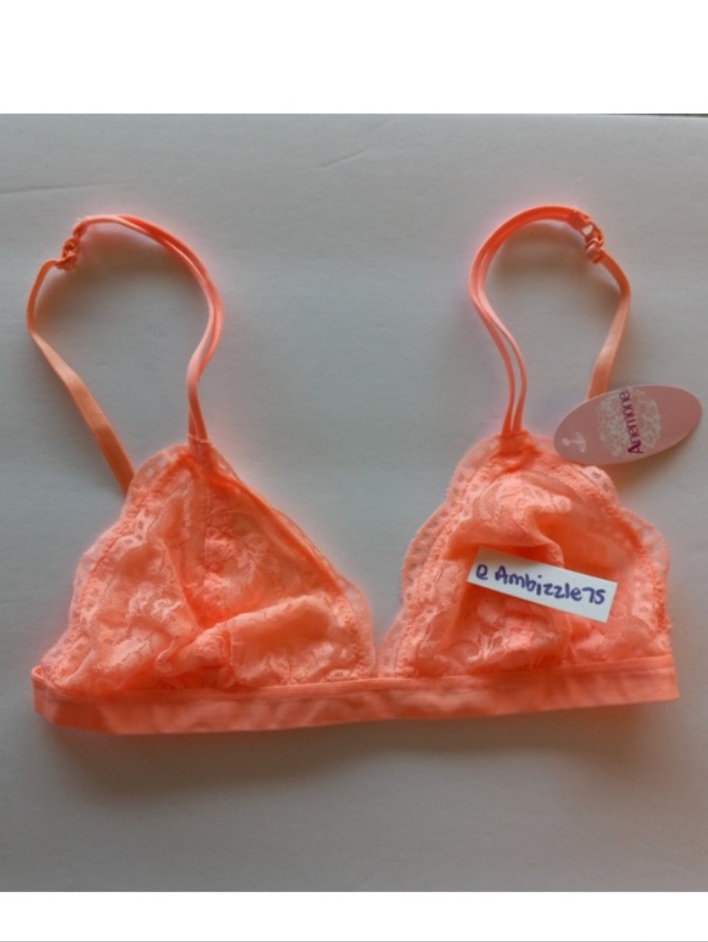 Anemone Floral Lace Triangle Bra - Peach